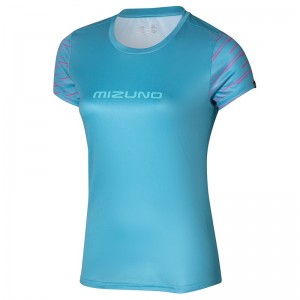 Mizuno Athletics グラフィック Tee Tシャツ レディース 青 | JP-108674