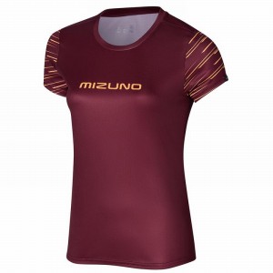 Mizuno Athletics グラフィック Tee Tシャツ レディース 暗赤 | JP-386029