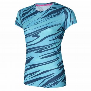 Mizuno Impulse Core グラフィック Tee Tシャツ レディース 青 | JP-702385