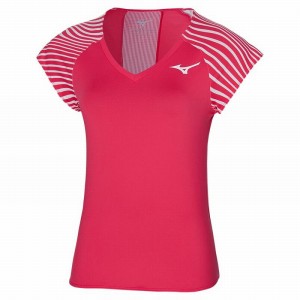 Mizuno Printed Tee Tシャツ レディース 赤 | JP-632478