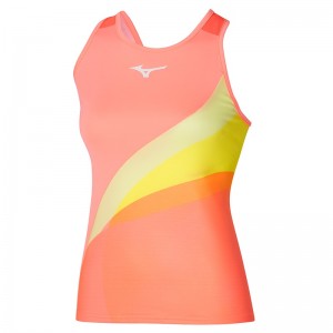 Mizuno Release Printed Tank タンクトップ レディース コーラル 色 | JP-194603