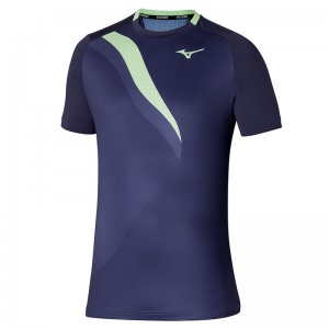 Mizuno Release Shadow グラフィック Tee Tシャツ メンズ 青 | JP-310964