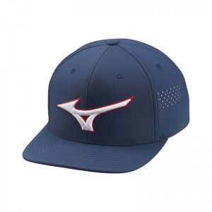 Mizuno Tour フラット Snapback ハット メンズ ネイビー | JP-816905