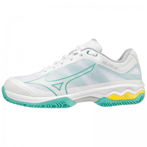 Mizuno Wave Exceed Light CC テニスシューズ レディース 白 ターコイズ | JP-573184