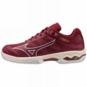 Mizuno Wave Exceed Light CC テニスシューズ レディース 暗赤 白 | JP-642870