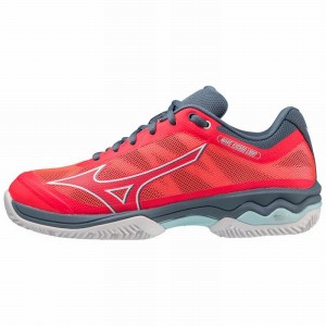 Mizuno Wave Exceed Light CC テニスシューズ レディース コーラル 色 白 青 | JP-256918