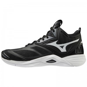 Mizuno Wave Momentum 2 ミッドカット バレーボールシューズ メンズ 黒 白 | JP-587946