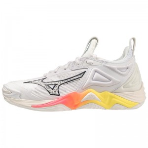 Mizuno Wave Momentum 3 バレーボールシューズ レディース 白 ピンク | JP-764205