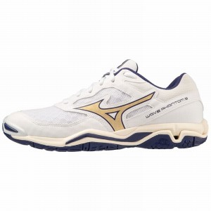 Mizuno Wave Phantom 3 ハンドボールシューズ レディース 白 ゴールド | JP-230489