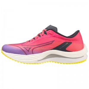 Mizuno Wave Rebellion Flash ランニングシューズ レディース ピンク 青 | JP-409768