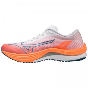 Mizuno Wave Rebellion Flash ランニングシューズ メンズ 白 シルバー ライトオレンジ | JP-321648