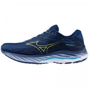 Mizuno Wave Rider 27 ランニングシューズ メンズ ネイビー 緑 | JP-215364