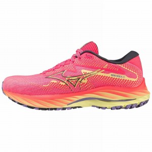 Mizuno Wave Rider 27 ランニングシューズ レディース ピンク 青 | JP-579803