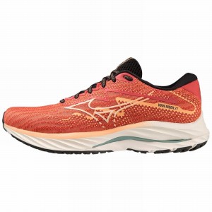 Mizuno Wave Rider 27 ランニングシューズ メンズ コーラル 色 白 | JP-180792