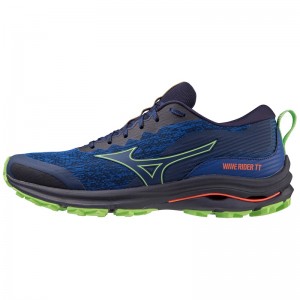 Mizuno Wave Rider TT ランニングシューズ メンズ ネイビー 緑 | JP-485327