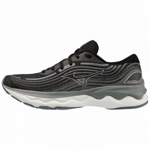 Mizuno Wave Skyrise 4 ランニングシューズ レディース 黒 白 | JP-327195