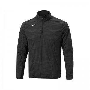 Mizuno 冬の Stretch 1/4 Zip トップス メンズ 黒 | JP-351289