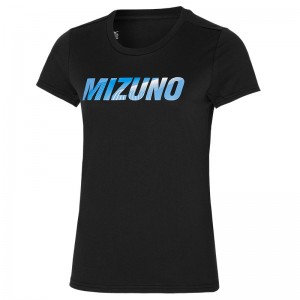 Mizuno グラフィック Tee Tシャツ レディース 黒 | JP-462750