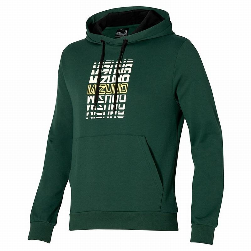 Mizuno Athletics グラフィック Hoody トップス メンズ 緑 | JP-483102