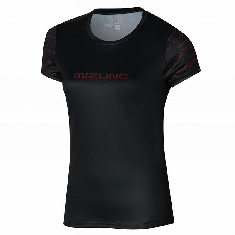 Mizuno Athletics グラフィック Tee Tシャツ レディース 黒 | JP-693480