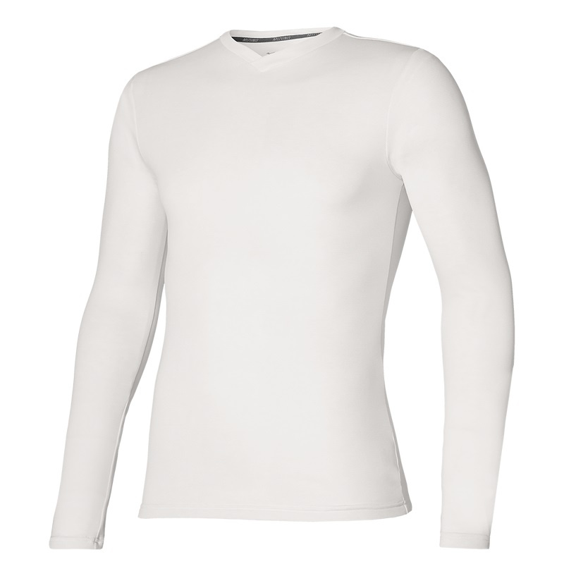 Mizuno BT Under V Neck Longsleeve トップス メンズ 白 | JP-481620