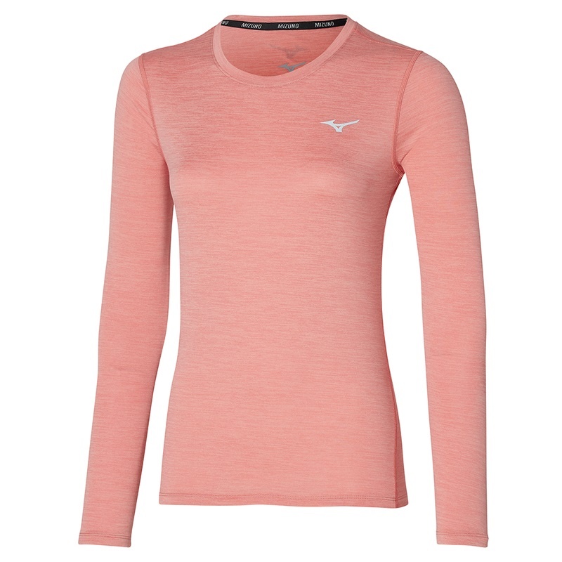 Mizuno Impulse Core LS Tee Tシャツ レディース コーラル 色 | JP-806395