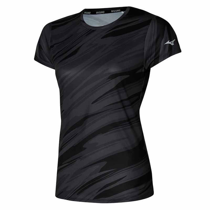 Mizuno Impulse Core グラフィック Tee Tシャツ レディース 黒 | JP-079126