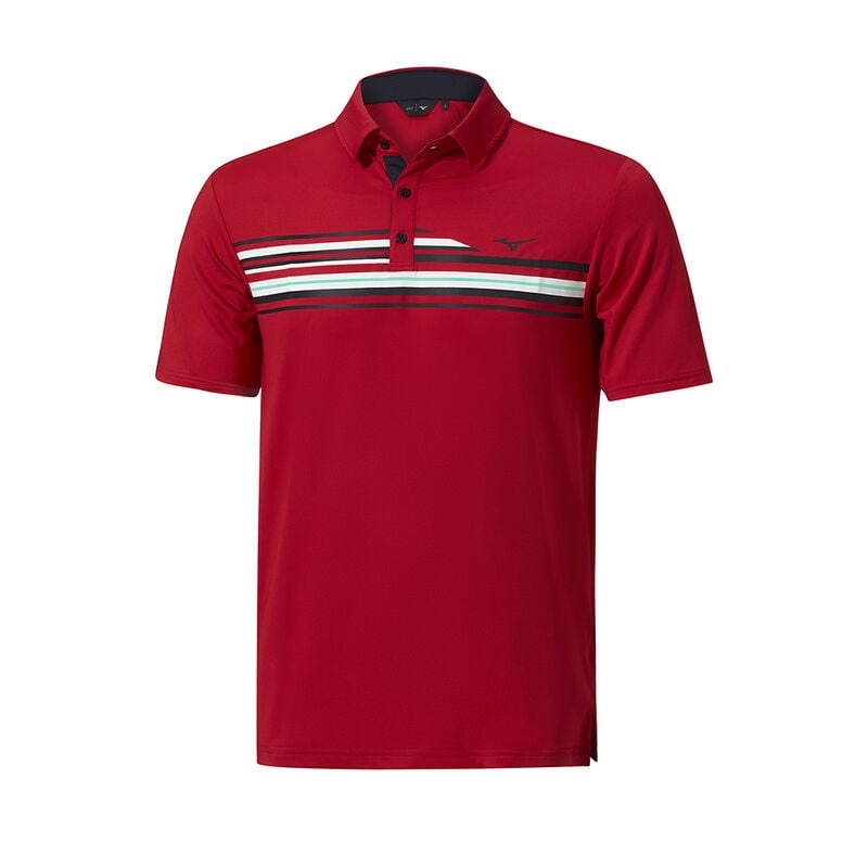 Mizuno QD Elite Stripe Polo メンズ 赤 | JP-976530