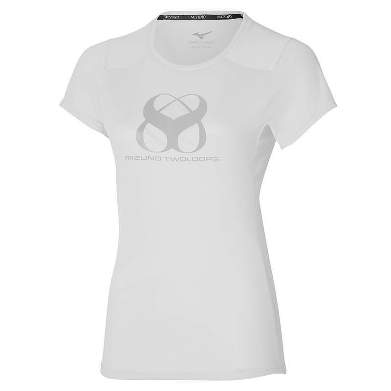 Mizuno Two Loops 8 Tee Tシャツ レディース 白 | JP-534761