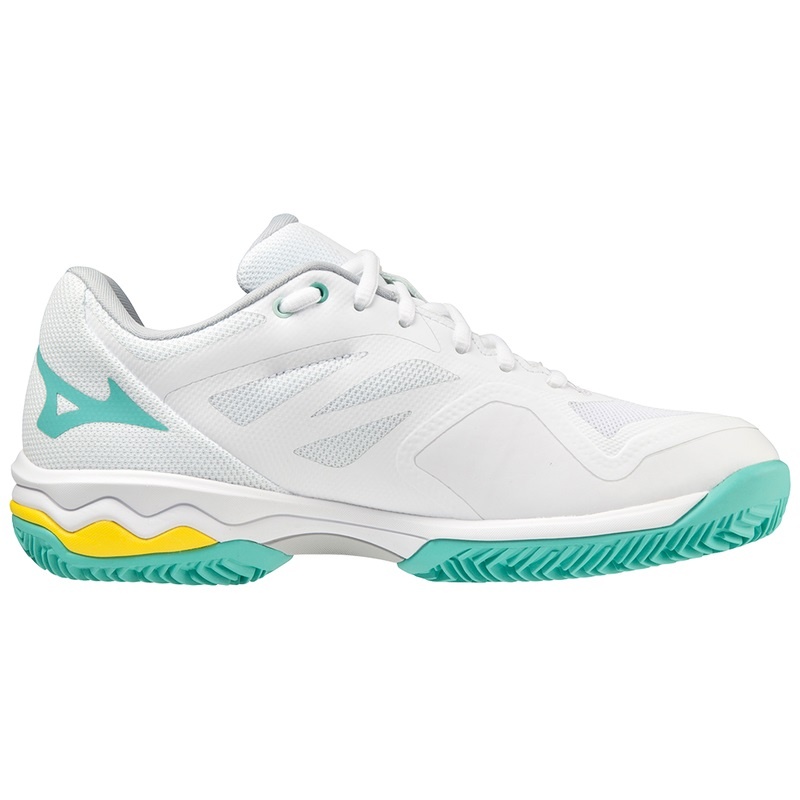 Mizuno Wave Exceed Light CC テニスシューズ レディース 白 ターコイズ | JP-573184