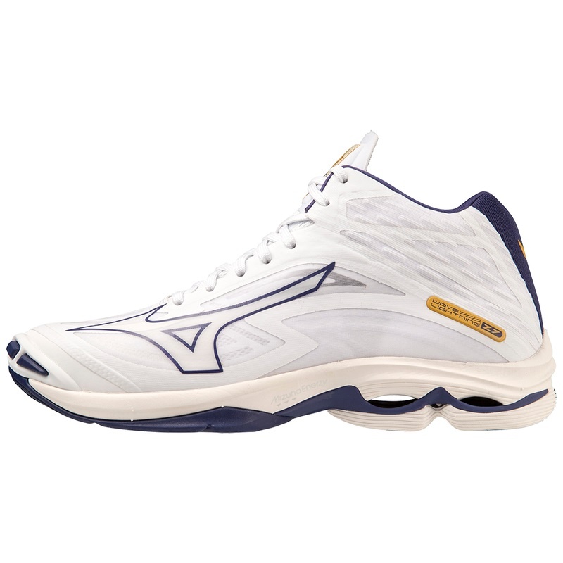 Mizuno Wave Lightning Z7Mid バレーボールシューズ メンズ 白 紫 | JP-694835