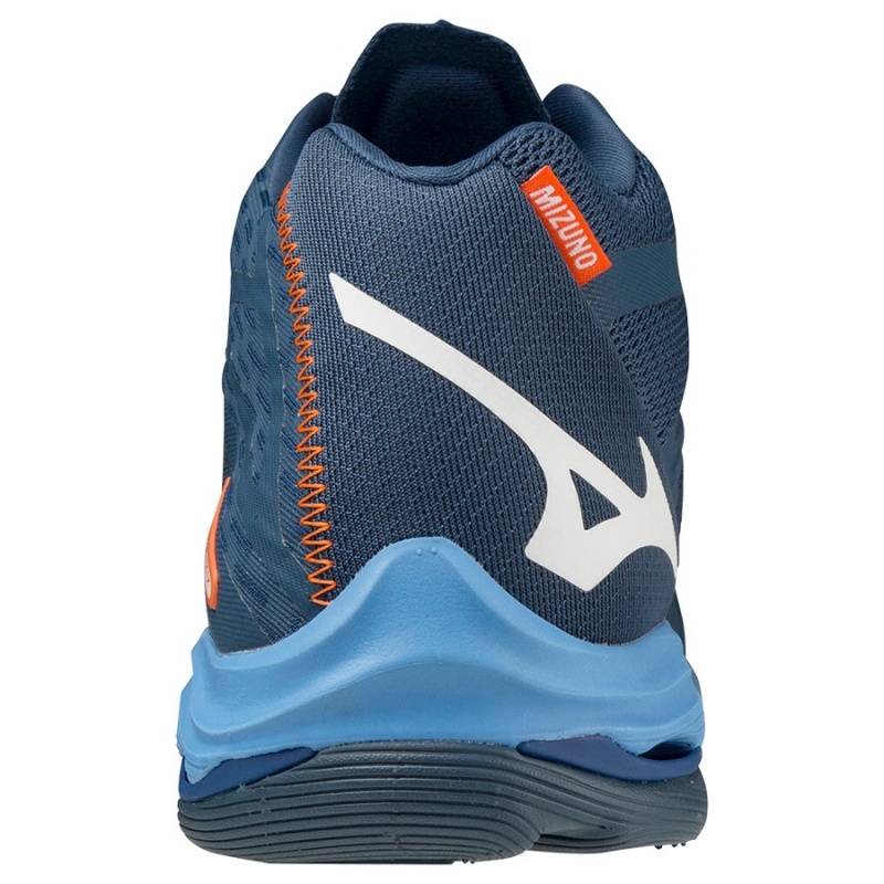 Mizuno Wave Lightning Z7Mid バレーボールシューズ メンズ ネイビー 白 青 | JP-456893