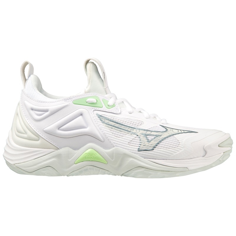 Mizuno Wave Momentum 3 バレーボールシューズ レディース 白 緑 | JP-129674