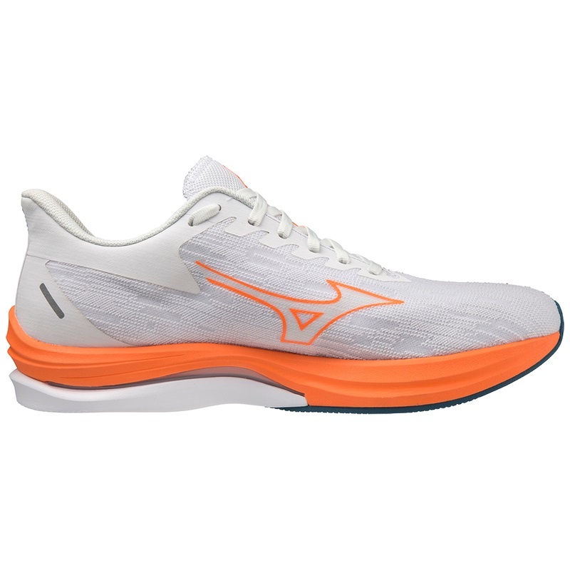 Mizuno Wave Rebellion Sonic ランニングシューズ メンズ 白 ライトオレンジ 青 | JP-045826