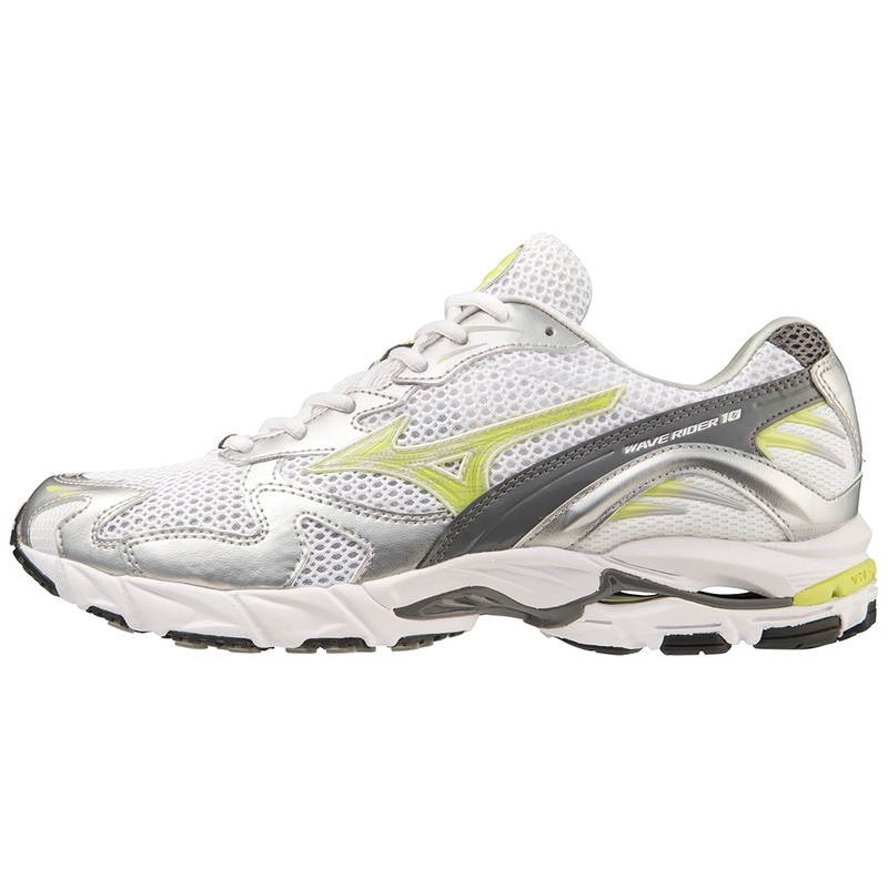 Mizuno Wave Rider 10 スニーカー レディース 白 シルバー | JP-912748