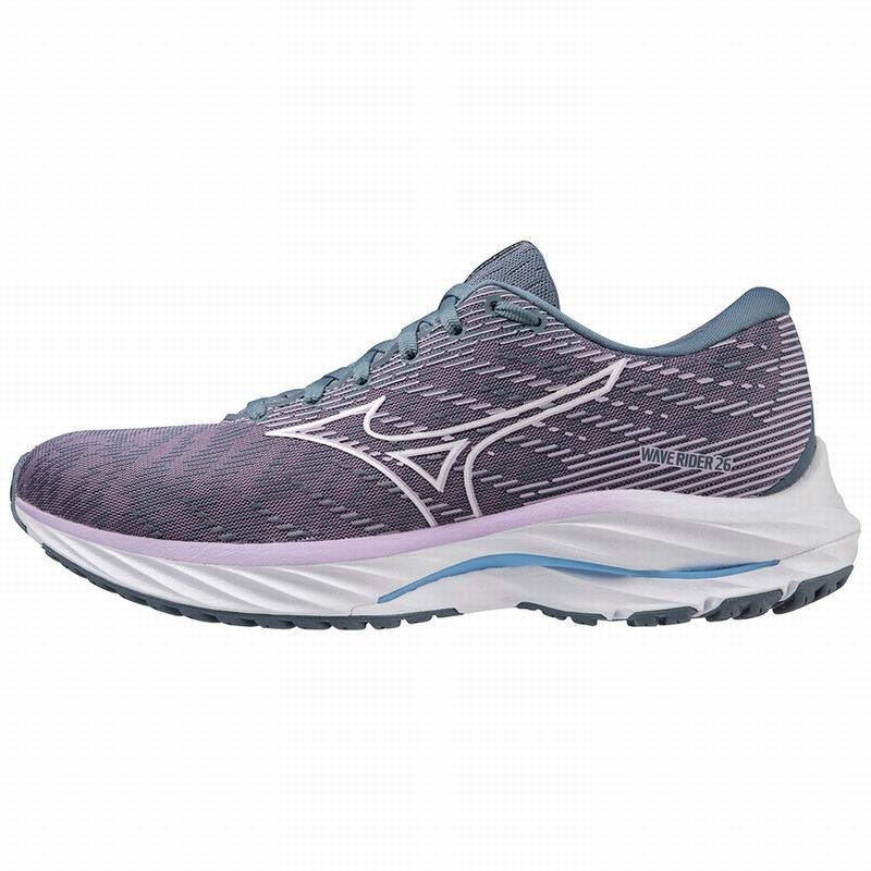 Mizuno Wave Rider 26 ランニングシューズ レディース 紫 白 青 | JP-609835