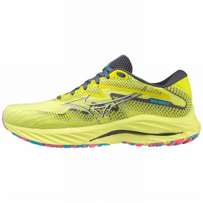 Mizuno Wave Rider 27 ランニングシューズ メンズ 白 青 | JP-460259