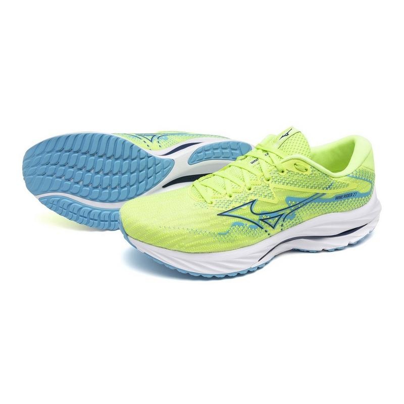 Mizuno Wave Rider 27 ランニングシューズ メンズ 緑 ネイビー | JP-650392