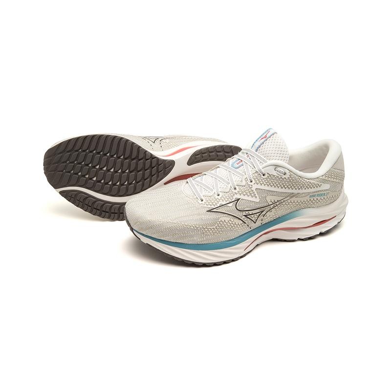 Mizuno Wave Rider 27 ランニングシューズ メンズ 白 グレー | JP-728096