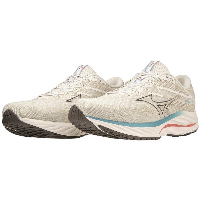 Mizuno Wave Rider 27 ランニングシューズ メンズ 白 グレー | JP-728096