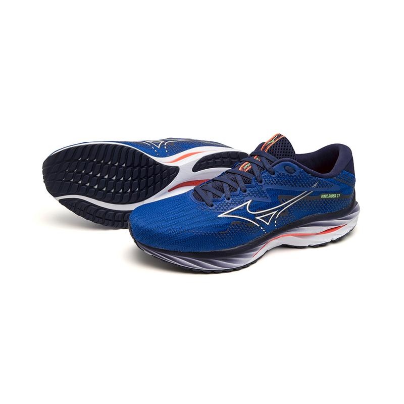 Mizuno Wave Rider 27 ランニングシューズ メンズ 青 白 | JP-872150