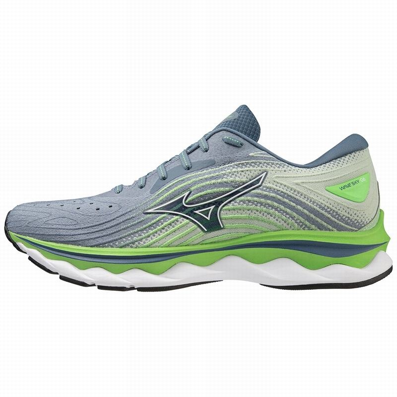 Mizuno Wave Sky 6 ランニングシューズ メンズ 青 白 | JP-643258