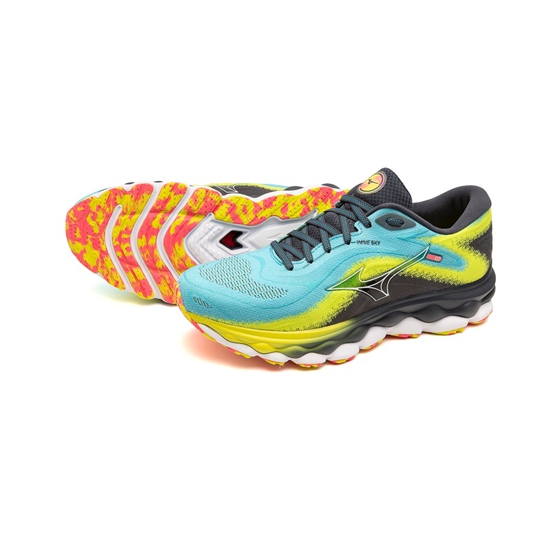 Mizuno Wave Sky 7 ランニングシューズ メンズ 青 白 | JP-108279