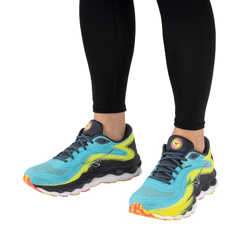 Mizuno Wave Sky 7 ランニングシューズ メンズ 青 白 | JP-108279