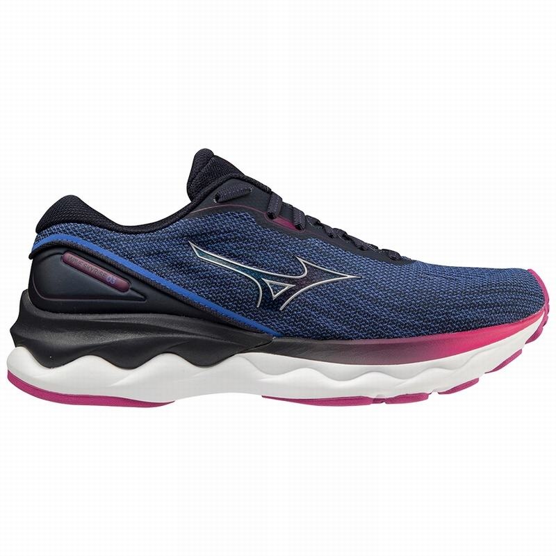 Mizuno Wave Skyrise 3 ランニングシューズ レディース 青 ネイビー | JP-593021