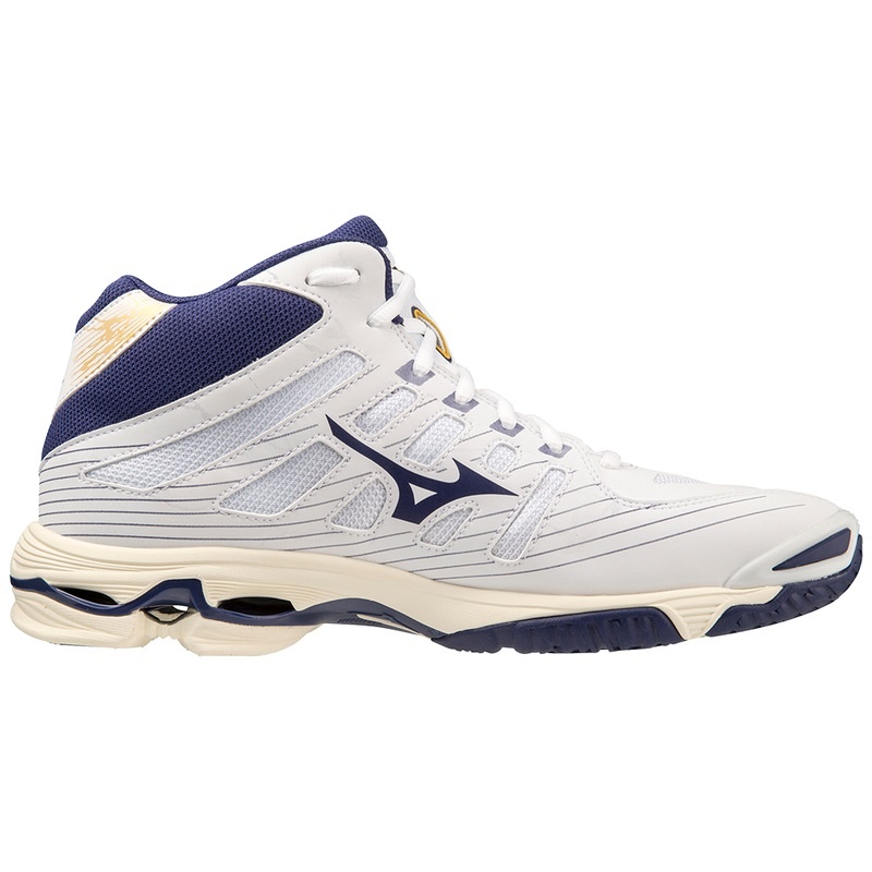 Mizuno Wave Voltage ミッドカット バレーボールシューズ レディース 白 ゴールド | JP-261453