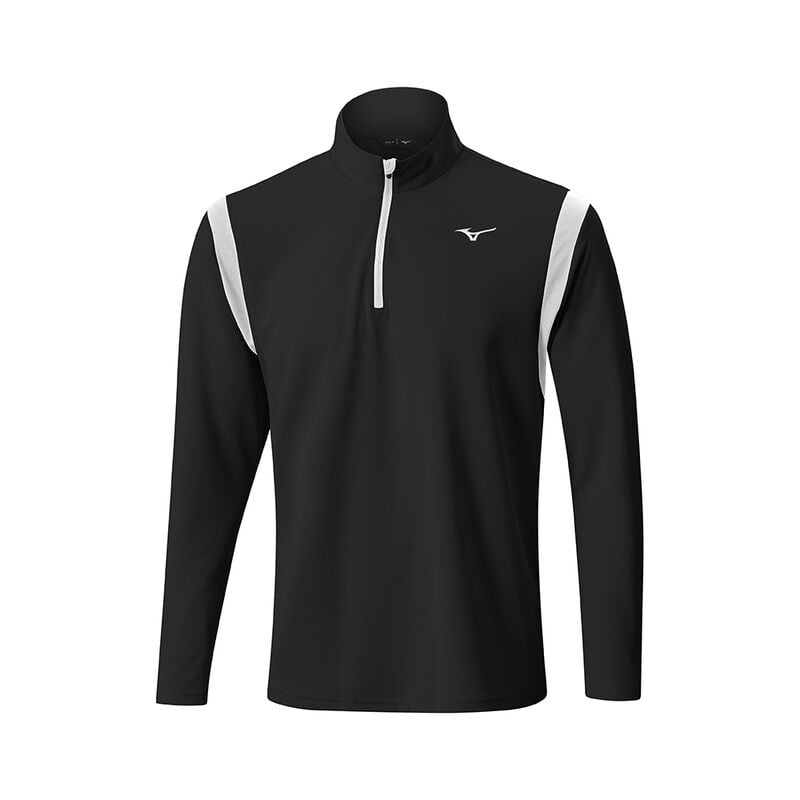 Mizuno 冬の Breeze Elite 1/4 Zip トップス メンズ 黒 | JP-856137