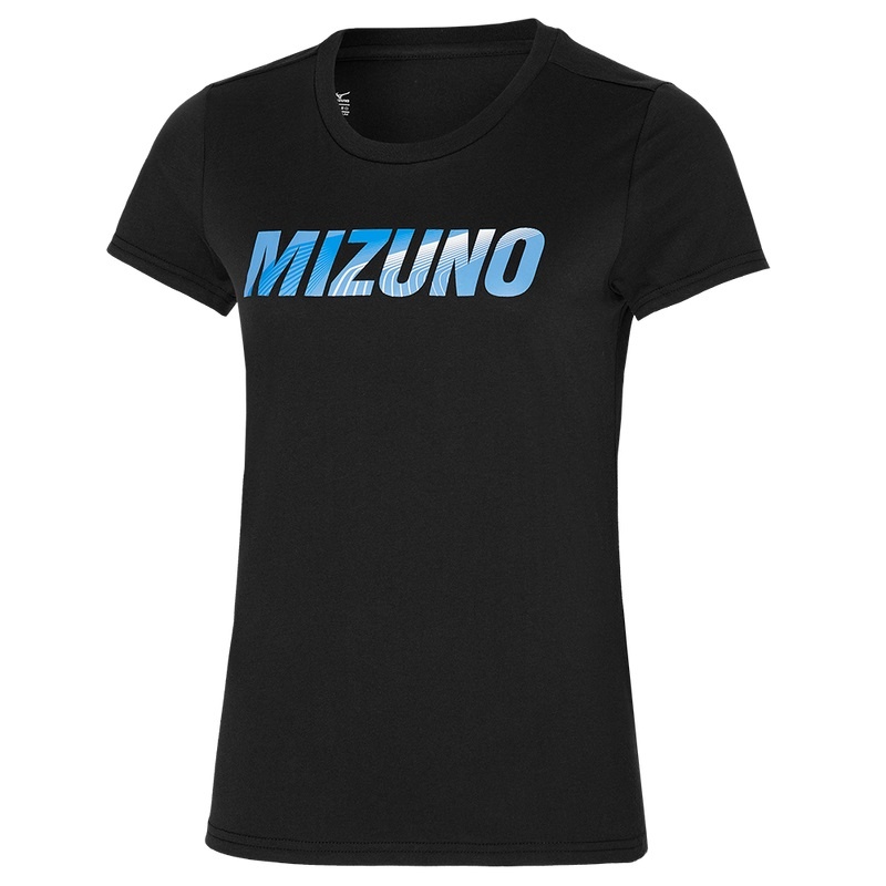 Mizuno グラフィック Tee Tシャツ レディース 黒 | JP-462750